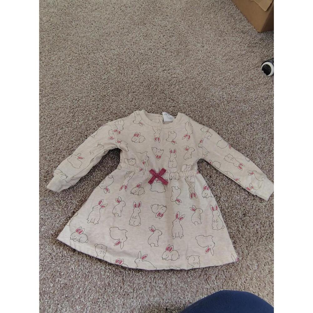 Koalakids 18 Mo Sweater Bunny Rabits Beige Tan Pink Ears Front bow Girls Todler